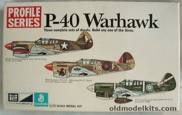 MPC 1/72 P-40 Warhawk Profile Series - Chinese-American Wing 14th AF China 1943 / 450th Sq RAAF 239th Wing 1942 / 15th Sq Royal New Zealand AF Guadalcanal 1943, 2-1114-100 plastic model kit